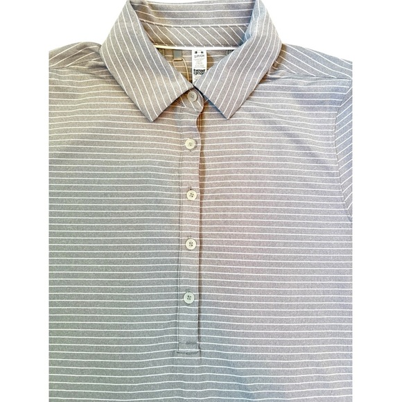 NWT Under Armour Woman’s Small Striped Short Sleeve Gray Collard Polo Shirt - Picture 4 of 10